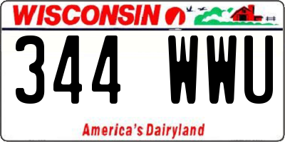 WI license plate 344WWU