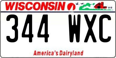 WI license plate 344WXC