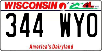 WI license plate 344WYO