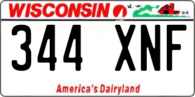 WI license plate 344XNF
