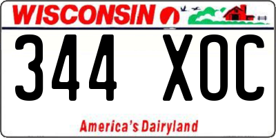 WI license plate 344XOC