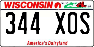 WI license plate 344XOS