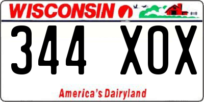 WI license plate 344XOX