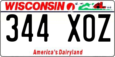 WI license plate 344XOZ
