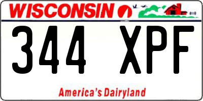WI license plate 344XPF