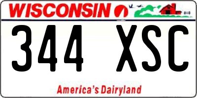 WI license plate 344XSC