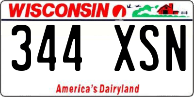 WI license plate 344XSN
