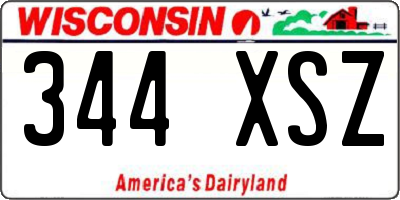 WI license plate 344XSZ