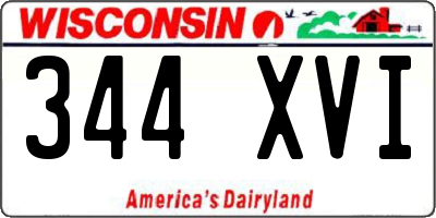 WI license plate 344XVI