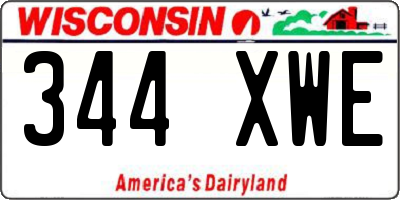 WI license plate 344XWE