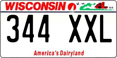 WI license plate 344XXL