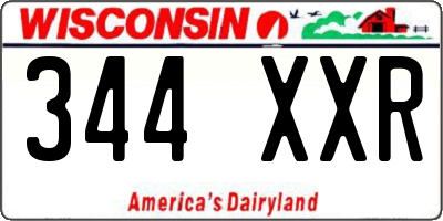 WI license plate 344XXR