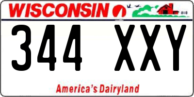 WI license plate 344XXY