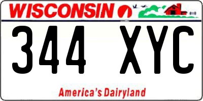 WI license plate 344XYC