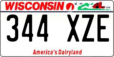 WI license plate 344XZE