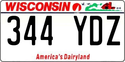 WI license plate 344YDZ