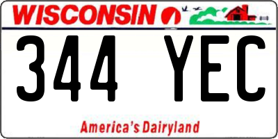 WI license plate 344YEC