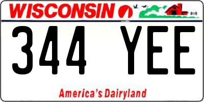 WI license plate 344YEE