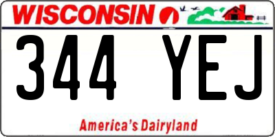 WI license plate 344YEJ