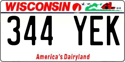 WI license plate 344YEK