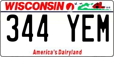 WI license plate 344YEM