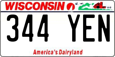 WI license plate 344YEN