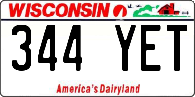 WI license plate 344YET