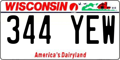 WI license plate 344YEW