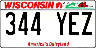 WI license plate 344YEZ