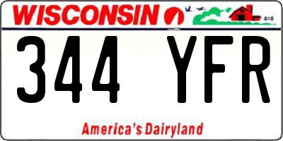 WI license plate 344YFR