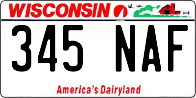 WI license plate 345NAF