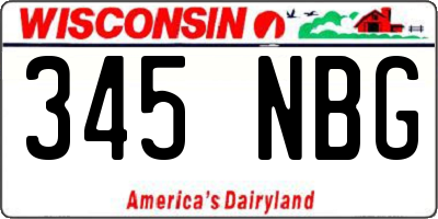 WI license plate 345NBG