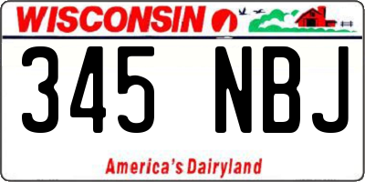 WI license plate 345NBJ