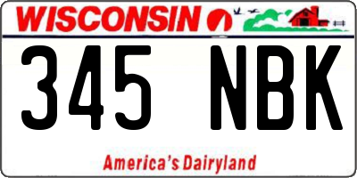 WI license plate 345NBK