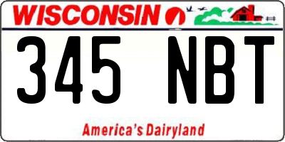 WI license plate 345NBT