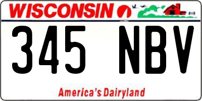 WI license plate 345NBV