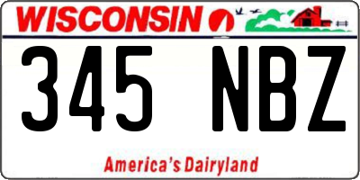 WI license plate 345NBZ