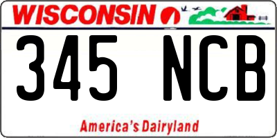 WI license plate 345NCB