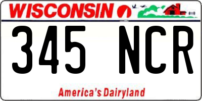 WI license plate 345NCR