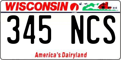 WI license plate 345NCS
