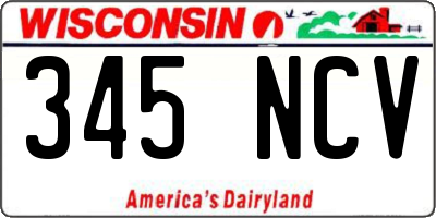 WI license plate 345NCV