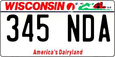 WI license plate 345NDA