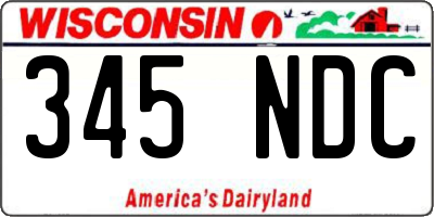 WI license plate 345NDC