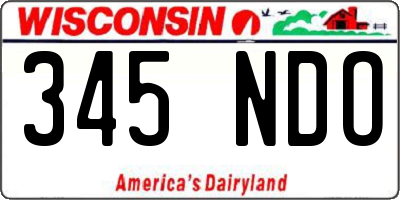 WI license plate 345NDO