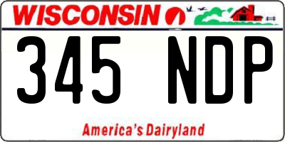 WI license plate 345NDP