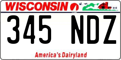 WI license plate 345NDZ