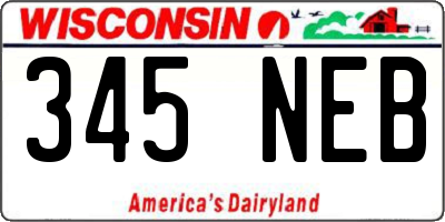 WI license plate 345NEB