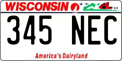 WI license plate 345NEC