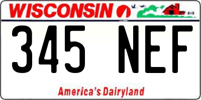 WI license plate 345NEF