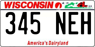 WI license plate 345NEH